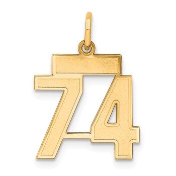 Sterling Silver/Gold-plated Satin Number 74 Charm
