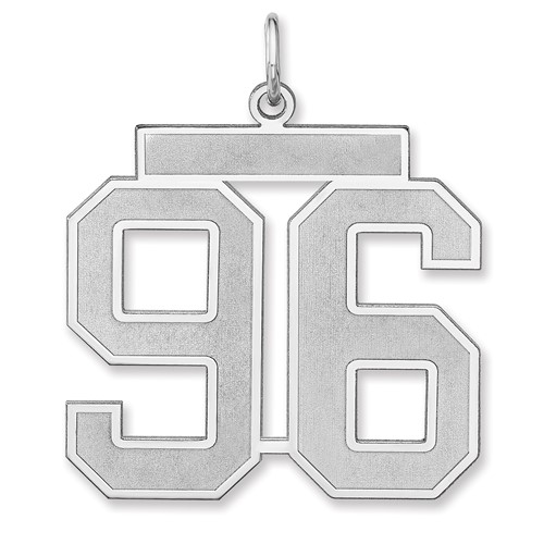 Sterling Silver/Rhodium-plated Satin Number 96 Charm
