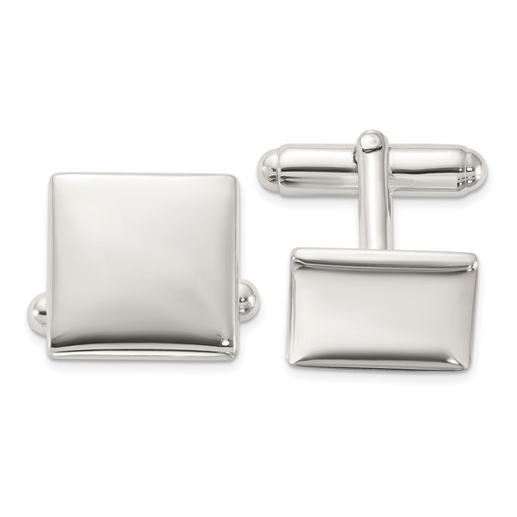 Sterling Silver Polished Square Cuff Links - Engravable Sterling Silver Polished Square Cuff Links - Engravable