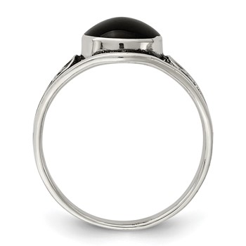Sterling Silver Antiqued Black Agate Ring — alternate view