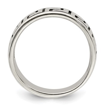 Sterling Silver Antiqued Greek Key Ring — alternate view