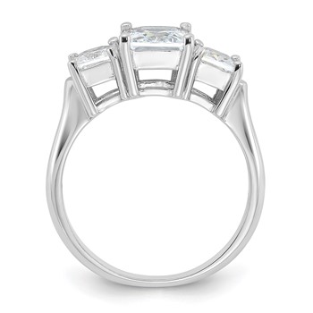 Sterling Silver Rhodium-plated Three Stone CZ Ring — alternate view