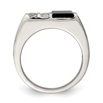 Sterling Silver Rhodium-plated Men's CZ and Onyx Ring — alternate view