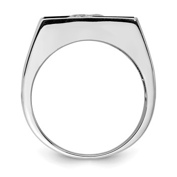 Sterling Silver Rhodium-plated Men's CZ and Onyx Ring — alternate view
