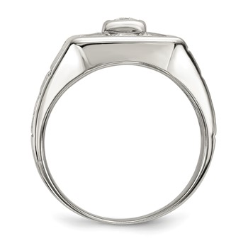Sterling Silver Rhodium Plated Men's Fashion CZ Ring — alternate view