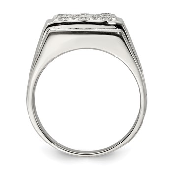 Sterling Silver Rhodium-plated Men's CZ Ring — alternate view