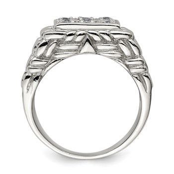 Sterling Silver Rhodium-plated Men's CZ Ring — alternate view