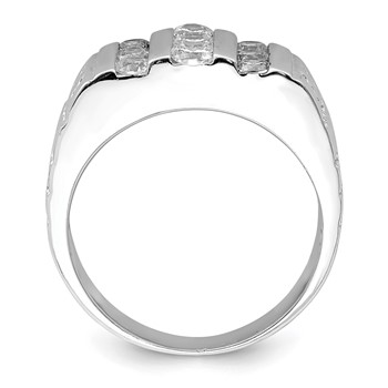 Sterling Silver Rhodium-plated Men's CZ Ring — alternate view
