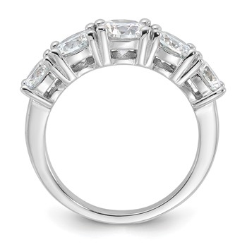 Sterling Silver Rhodium-plated CZ 5-Stone Ring — alternate view