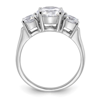 Sterling Silver Rhodium-plated Three Stone CZ Ring — alternate view