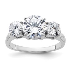 Image of Sterling Silver Rhodium-plated Three Stone CZ Ring