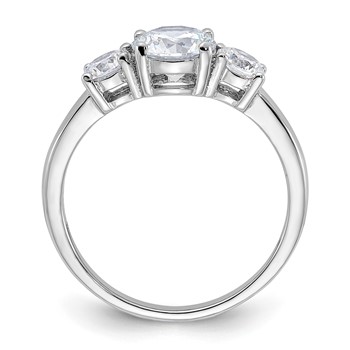 Sterling Silver Rhodium-plated 3 Stone CZ Ring — alternate view