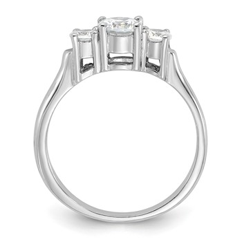 Sterling Silver Rhodium-plated Three CZ Ring — alternate view