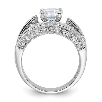 Sterling Silver Rhodium-plated 2-Piece CZ Wedding Set Ring — alternate view
