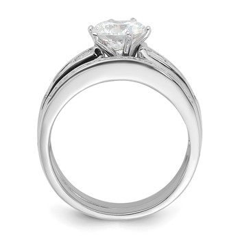 Sterling Silver Rhodium-plated CZ 2 Piece Wedding Ring Set — alternate view