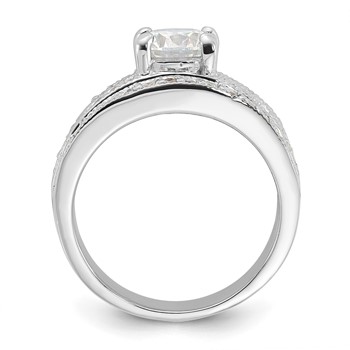 Sterling Silver Rhodium-plated 2-Piece CZ Wedding Set Ring — alternate view