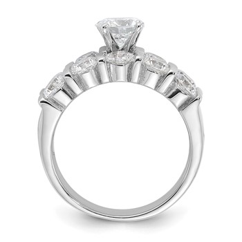 Sterling Silver Rhodium Plated CZ Engagement Ring and CZ Wedding Band Two Piece Set — alternate view