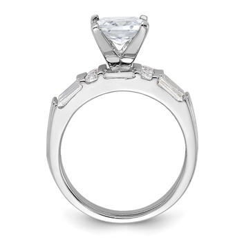 Sterling Silver Rhodium Plated CZ Engagement Ring and CZ Wedding Band Two Piece Set — alternate view
