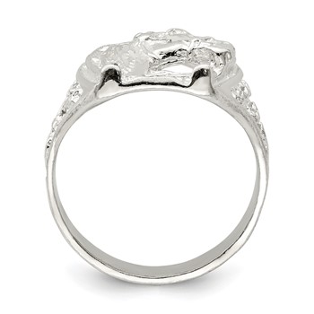 Sterling Silver Horseshoe with Horse Head Ring — alternate view
