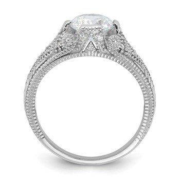 Sterling Silver Rhodium-plated CZ Antique Style Ring — alternate view