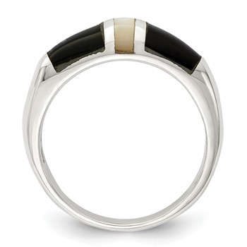 Sterling Silver Onyx and Mother of Pearl Ring — alternate view