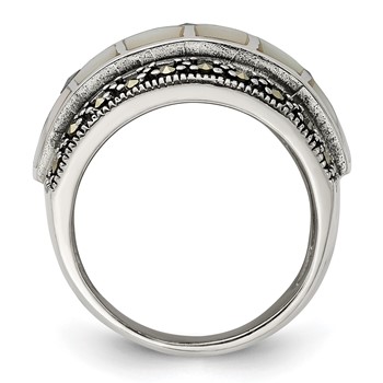Sterling Silver Marcasite & Mother of Pearl Ring — alternate view