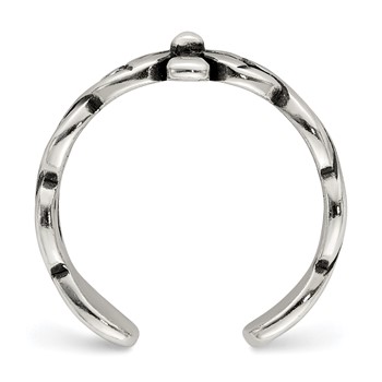 Sterling Silver Antiqued Floral Toe Ring — alternate view