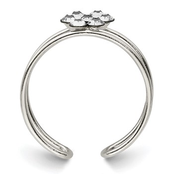 Sterling Silver CZ Flower Toe Ring — alternate view