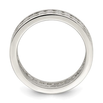 Sterling Silver Rhodium-plated Double Row CZ Band — alternate view