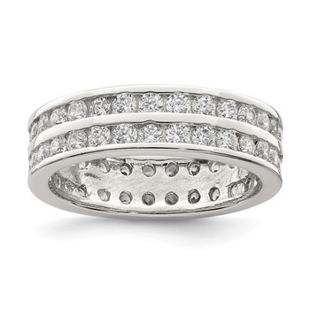 Sterling Silver Rhodium-plated Double Row CZ Band