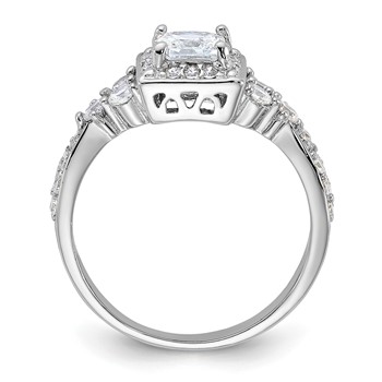 Sterling Silver Rhodium-plated Square CZ Ring — alternate view