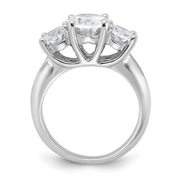 Sterling Silver Rhodium-plated 3 Stone CZ Ring — alternate view