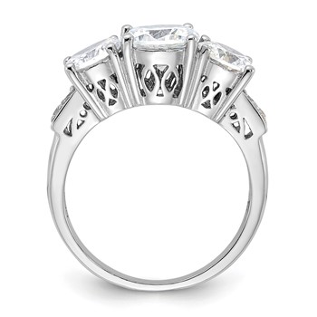 Sterling Silver Rhodium-plated 3 Stone CZ Ring — alternate view