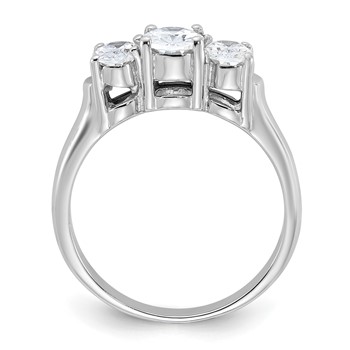 Sterling Silver Rhodium-plated 3 Stone CZ Ring — alternate view