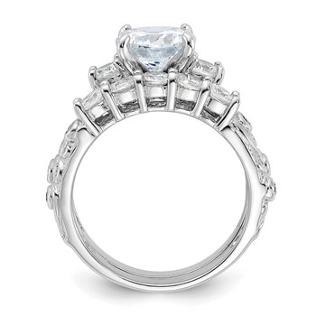 Sterling Silver Rhodium-plated 2-piece CZ Wedding Ring — alternate view