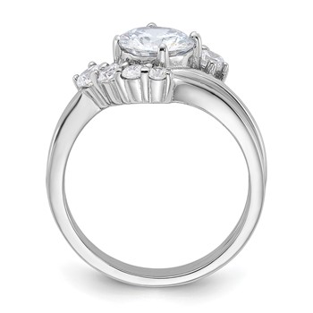 Sterling Silver Rhodium-plated 2-piece CZ Wedding Ring Set — alternate view