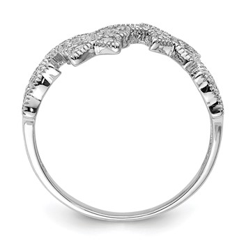 Sterling Silver Rhodium-plated Butterfly CZ Ring — alternate view