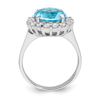 Sterling Silver Rhodium-plated Blue and Clear CZ Ring — alternate view