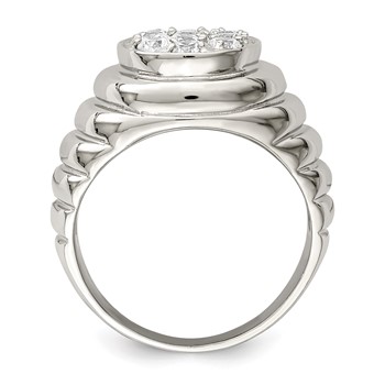 Sterling Silver Rhodium-plated Men's CZ Cluster Ring — alternate view