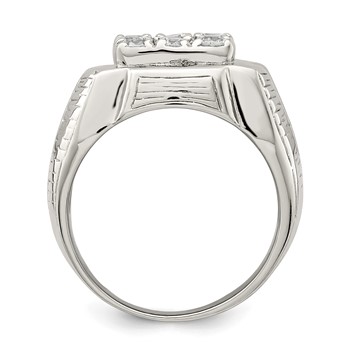 Sterling Silver Rhodium-plated Men's CZ Ring — alternate view