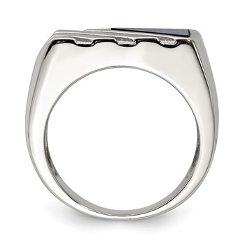 Sterling Silver Rhodium-plated Men's Onyx Ring — alternate view