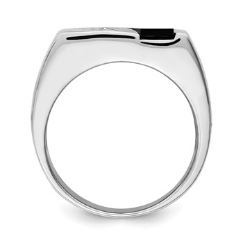 Sterling Silver Rhodium-plated Men's CZ and Onyx Ring — alternate view