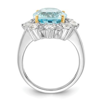 Sterling Silver & 14K Accent Sky Blue & White Topaz Ring — alternate view