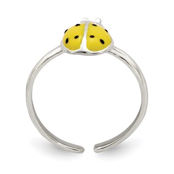 Sterling Silver Enameled & Polished Lady Bug Toe Ring — alternate view