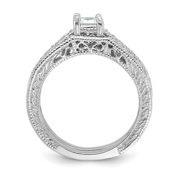 Sterling Silver Rhodium-plated 2-Piece CZ Wedding Set Ring — alternate view