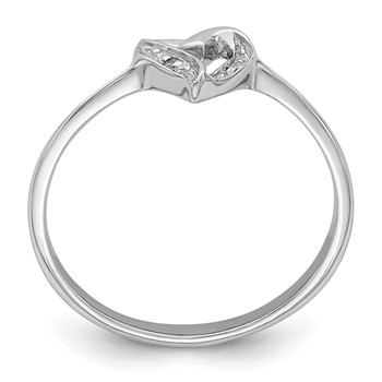 Sterling Silver Rhodium Polished Diamond Accent Heart Ring — alternate view