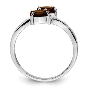 Sterling Silver Rhodium Smoky Quartz & Diamond Ring — alternate view