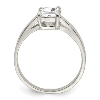 Sterling Silver Solitaire Emerald CZ Ring — alternate view