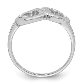 Sterling Silver Rhodium-plated Diamond accent Intertwined Heart Ring — alternate view