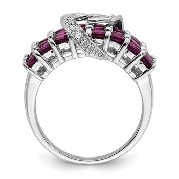 Sterling Silver Rhodium-plated Rhodolite Garnet & Diamond Ring — alternate view